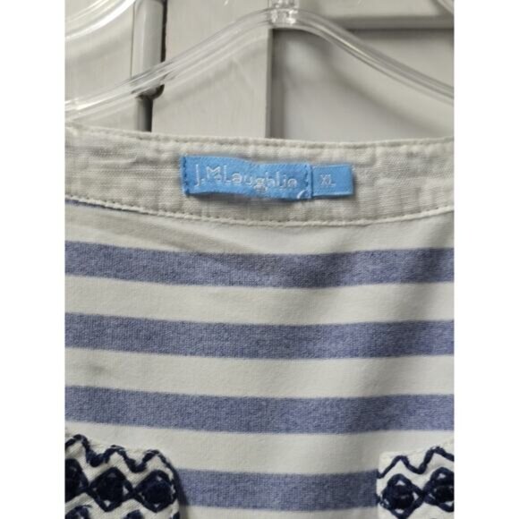 J MCLAUGHLIN Navy White Stripe Catalina Boca Tunic Top XLARGE 3/4 Sleeve - Picture 4 of 5